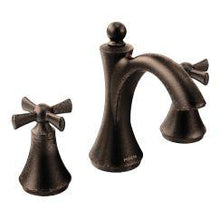 Load image into Gallery viewer, Moen T4524 Wynford 8&quot; Widespread Two Handle High-Arc Bathroom Faucet with Cross Handles in Oil Rubbed Bronze
