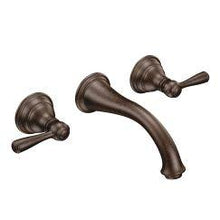 Load image into Gallery viewer, Moen T6107 Kingsley Wall Mount Two Handle Low-Arc Bathroom Faucet Trim Kit in Oil Rubbed Bronze
