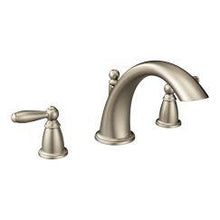 Load image into Gallery viewer, Moen T933 Brantford Two Handle Low Arc Roman Tub Faucet in Brushed Nickel

