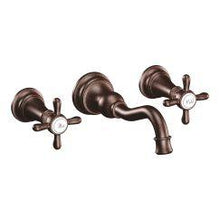 Load image into Gallery viewer, Moen TS42112 Weymouth Two Handle High Arc Wall Mount Bathroom Faucet in Oil Rubbed Bronze
