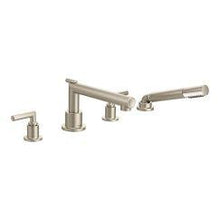 Load image into Gallery viewer, Moen TS93004 Arris Two Handle Diverter Roman Tub Faucet Includes Hand Shower in Brushed Nickel
