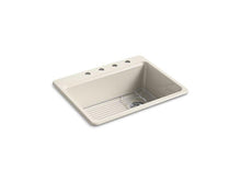 Load image into Gallery viewer, KOHLER K-8668-4A1-FD Riverby 27&quot; x 22&quot; x 9-5/8&quot; top-mount single-bowl kitchen sink with bottom sink rack and 4 faucet holes
