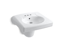 Load image into Gallery viewer, KOHLER 1999-4-0 Brenham Wall-Mounted Or Concealed Carrier Arm Mounted Commercial Bathroom Sink With 4&quot; Centerset Faucet Holes And Shroud in White

