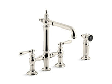 Load image into Gallery viewer, KOHLER K-76519-4 Artifacts Two-hole bridge kitchen sink faucet with sidesprayer
