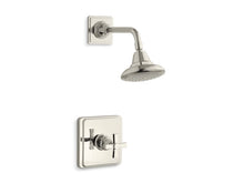 Load image into Gallery viewer, KOHLER K-TS13134-3A Pinstripe Pure Rite-Temp shower valve trim with cross handle and 2.5 gpm showerhead
