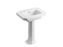Load image into Gallery viewer, KOHLER 2322-8-0 Kathryn Pedestal Bathroom Sink With 8&quot; Widespread Faucet Holes in White
