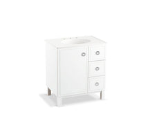 Load image into Gallery viewer, KOHLER K-99504-LGR-1WA Jacquard 30&quot; bathroom vanity cabinet with furniture legs, 1 door and 3 drawers on right
