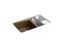 Load image into Gallery viewer, KOHLER K-8669-5UA3-KA Riverby 33&quot; x 22&quot; x 9-5/8&quot; Undermount large/medium double-bowl kitchen sink with accessories and 5 oversized faucet holes
