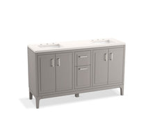 Load image into Gallery viewer, KOHLER K-33555-ASB Seer 60&quot; bathroom vanity cabinet with sinks and quartz top
