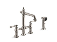 Load image into Gallery viewer, KOHLER K-76520-4 Artifacts Two-hole bridge bar sink faucet with sidesprayer
