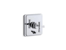 Load image into Gallery viewer, KOHLER T98757-3B-CP Pinstripe Rite-Temp(R) Pressure-Balancing Valve Trim With Diverter And Grooved Cross Handle, Valve Not Included in Polished Chrome
