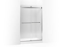 Load image into Gallery viewer, KOHLER 706016-L-SHP Levity Sliding Shower Door, 74&quot; H X 44-5/8 - 47-5/8&quot; W, With 3/8&quot; Thick Crystal Clear Glass And Square Towel Bar in Bright Polished Silver
