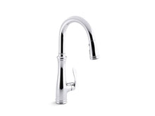 Load image into Gallery viewer, KOHLER 560-CP Bellera Single-Hole Or Three-Hole Kitchen Sink Faucet With Pull-Down 16-3/4&quot; Spout And Right-Hand Lever Handle, Docknetik(R) Magnetic Docking System, And A 3-Function Sprayhead Featuring Sweep(R) Spray in Polished Chrome
