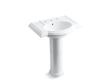 Load image into Gallery viewer, KOHLER 2294-8-0 Devonshire 27&quot; Pedestal Bathroom Sink With 8&quot; Widespread Faucet Holes in White
