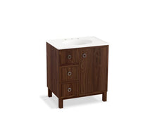 Load image into Gallery viewer, KOHLER K-99504-LGL-1WE Jacquard 30&quot; bathroom vanity cabinet with furniture legs, 1 door and 3 drawers on left
