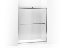 Load image into Gallery viewer, KOHLER 706018-L-SHP Levity Sliding Shower Door, 74&quot; H X 56-5/8 - 59-5/8&quot; W, With 3/8&quot; Thick Crystal Clear Glass And Square Towel Bar in Bright Polished Silver

