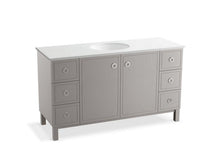 Load image into Gallery viewer, KOHLER K-99510-LGSD-1WT Jacquard 60&quot; bathroom vanity cabinet with furniture legs, 2 doors and 6 drawers, split top drawers
