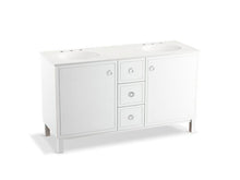 Load image into Gallery viewer, KOHLER K-99511-LGSD-1WA Jacquard 60&quot; bathroom vanity cabinet with furniture legs, 2 doors and 3 drawers, split top drawer
