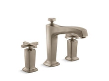 Load image into Gallery viewer, KOHLER T16236-3-BV Margaux Deck-Mount Bath Faucet Trim For High-Flow Valve With Diverter Spout And Cross Handles, Valve Not Included in Vibrant Brushed Bronze
