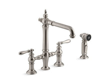 Load image into Gallery viewer, KOHLER K-76519-4 Artifacts Two-hole bridge kitchen sink faucet with sidesprayer
