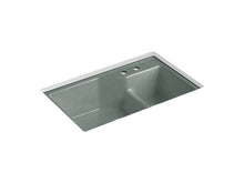 Load image into Gallery viewer, KOHLER K-6411-2 Indio 33&quot; x 21-1/8&quot; x 9-3/4&quot; Smart Divide undermount large/small double-bowl workstation kitchen sink with 2 faucet holes
