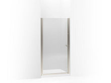 Load image into Gallery viewer, KOHLER 702406-G54-MX Fluence Pivot Shower Door, 65-1/2&quot; H X 32-1/2 - 34&quot; W, With 1/4&quot; Thick Falling Lines Glass in Matte Nickel

