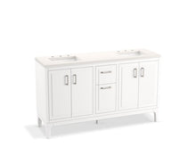 Load image into Gallery viewer, KOHLER K-33555-ASB Seer 60&quot; bathroom vanity cabinet with sinks and quartz top
