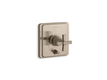 Load image into Gallery viewer, KOHLER K-T98757-3A Pinstripe Rite-Temp pressure-balancing valve trim with diverter and plain cross handle, valve not included
