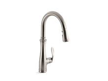 Load image into Gallery viewer, KOHLER 560-VS Bellera Single-Hole Or Three-Hole Kitchen Sink Faucet With Pull-Down 16-3/4&quot; Spout And Right-Hand Lever Handle, Docknetik(R) Magnetic Docking System, And A 3-Function Sprayhead Featuring Sweep(R) Spray in Vibrant Stainless
