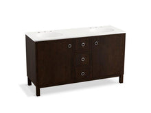 Load image into Gallery viewer, KOHLER K-99511-LGSD-1WB Jacquard 60&quot; bathroom vanity cabinet with furniture legs, 2 doors and 3 drawers, split top drawer
