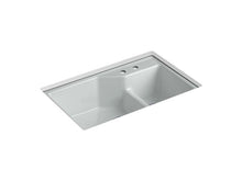 Load image into Gallery viewer, KOHLER K-6411-2-0 Indio 33&quot; x 21-1/8&quot; x 9-3/4&quot; Smart Divide undermount large/small double-bowl kitchen sink with 2 faucet holes
