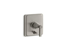 Load image into Gallery viewer, KOHLER T98757-4B-BN Pinstripe Rite-Temp(R) Pressure-Balancing Valve Trim With Diverter And Grooved Lever Handle, Valve Not Included in Vibrant Brushed Nickel
