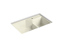 Load image into Gallery viewer, KOHLER K-6411-1-FD Indio 33&quot; x 21-1/8&quot; x 9-3/4&quot; Smart Divide undermount large/small double-bowl kitchen sink with single faucet hole

