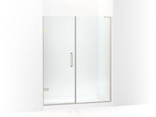 Load image into Gallery viewer, KOHLER 27618-10L-BNK Composed 58&quot;?58-3/4&quot; W X 71-1/2&quot; H Frameless Pivot Shower Door With 3/8&quot; Crystal Clear Glass And Back-To-Back Vertical Door Pulls in Anodized Brushed Nickel
