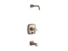 Load image into Gallery viewer, KOHLER T16233-3L-BV Margaux Rite-Temp(R) Bath And Shower Trim Set With Push-Button Diverter And Cross Handle, Less Showerhead in Vibrant Brushed Bronze
