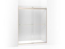 Load image into Gallery viewer, KOHLER 706018-L-ABV Levity Sliding Shower Door, 74&quot; H X 56-5/8 - 59-5/8&quot; W, With 3/8&quot; Thick Crystal Clear Glass And Square Towel Bar in Anodized Brushed Bronze
