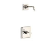 Load image into Gallery viewer, KOHLER TLS13134-3B-SN Pinstripe Rite-Temp Shower Trim Set With Cross Handle, Less Showerhead in Vibrant Polished Nickel
