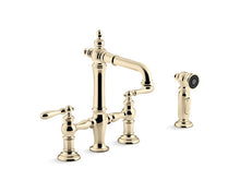 Load image into Gallery viewer, KOHLER K-76520-4 Artifacts Two-hole bridge bar sink faucet with sidesprayer
