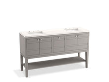 Load image into Gallery viewer, KOHLER K-33525-ASB Helst 60&quot; bathroom vanity cabinet with sinks and quartz top
