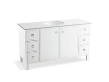Load image into Gallery viewer, KOHLER K-99510-LGSD-1WA Jacquard 60&quot; bathroom vanity cabinet with furniture legs, 2 doors and 6 drawers, split top drawers
