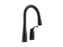 Load image into Gallery viewer, KOHLER 649-BL Simplice Two-Hole Kitchen Sink Faucet With 14-3/4&quot; Pull-Down Swing Spout, Docknetik(R) Magnetic Docking System, And A 3-Function Sprayhead Featuring Sweep(Tm) Spray in Matte Black
