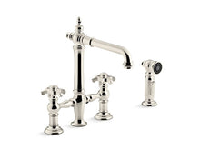 Load image into Gallery viewer, KOHLER K-76519-3M Artifacts deck-mount bridge kitchen sink faucet with prong handles and sidespray
