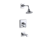Load image into Gallery viewer, KOHLER T13133-4B-CP Pinstripe Rite-Temp(R) Pressure-Balancing Bath And Shower Faucet Trim With Lever Handle, Valve Not Included in Polished Chrome
