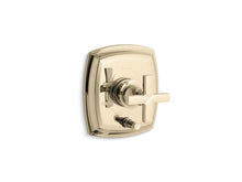 Load image into Gallery viewer, KOHLER T98759-3-AF Margaux Rite-Temp(R) Pressure-Balancing Valve Trim With Push-Button Diverter And Cross Handles, Valve Not Included in Vibrant French Gold
