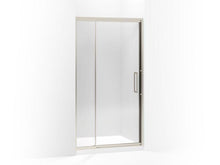 Load image into Gallery viewer, KOHLER 705820-L-NX Lattis Pivot Shower Door, 76&quot; H X 39 - 42&quot; W, With 3/8&quot; Thick Crystal Clear Glass in Brushed Nickel
