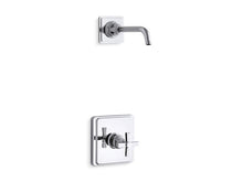 Load image into Gallery viewer, KOHLER TLS13134-3B-CP Pinstripe Rite-Temp Shower Trim Set With Cross Handle, Less Showerhead in Polished Chrome
