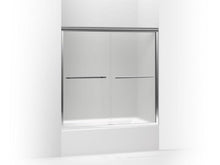 Load image into Gallery viewer, KOHLER 709062-D3-SHP Gradient Sliding Bath Door 58-1/16&quot; H X 59-5/8&quot; W, With 1/4&quot; Thick Frosted Glass in Bright Polished Silver
