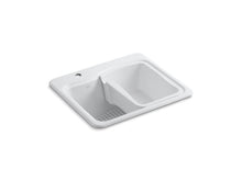 Load image into Gallery viewer, KOHLER K-6657-1 River Falls 25&quot; x 22&#39; x 14-15/16&quot; top-mount utility sink with single faucet hole on deck on left side
