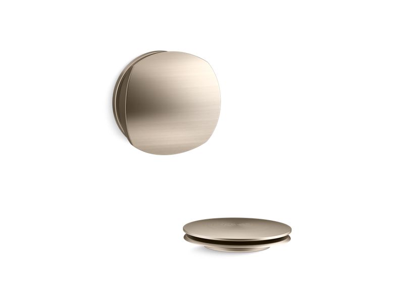 KOHLER PureFlo Rotary-turn bath drain trim in orders Vibrant Brushed Moderne Brass