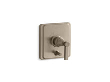 Load image into Gallery viewer, KOHLER T98757-4B-BV Pinstripe Rite-Temp(R) Pressure-Balancing Valve Trim With Diverter And Grooved Lever Handle, Valve Not Included in Vibrant Brushed Bronze
